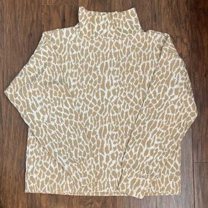 Loft Animal Print Mock Neck Sweater
